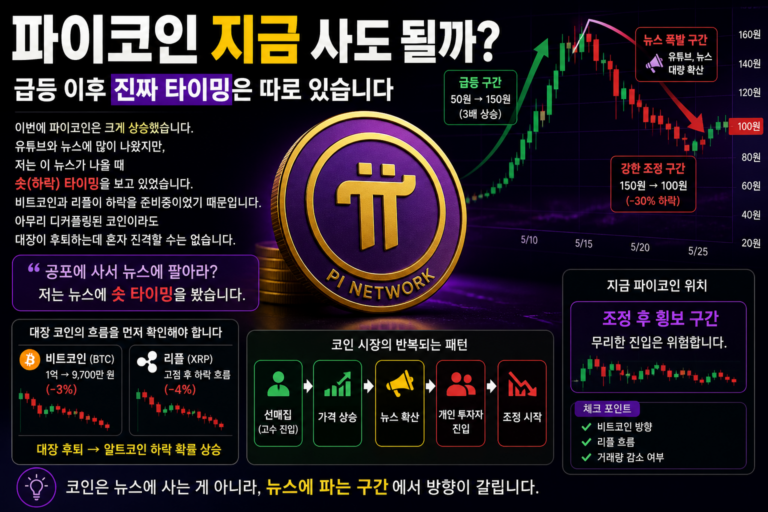파이코인 지금 사도 될까 투자 타이밍과 상장 기대감 흐름을 분석한 차트 이미지