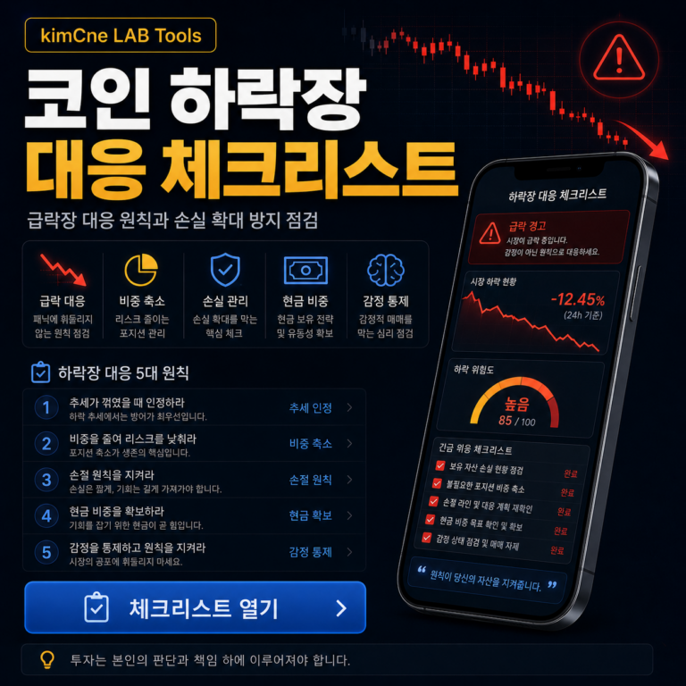 코인 하락장 대응 체크리스트 화면
